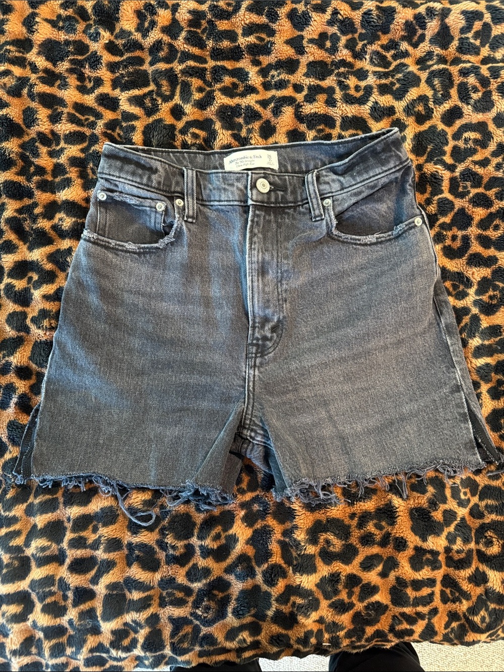 Abercrombie & Fitch Washed Black High-Rise Denim Cutoff Shorts